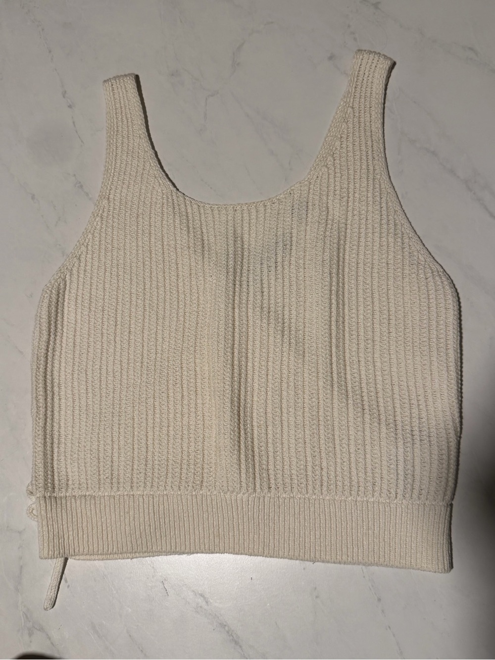 Vince Cream Ribbed Knit Tank Cotton Size Large